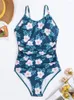 Kvinnors badkläder ett stycke baddräkt Kvinnor 2024 Tryck Sling Bodysuit Sexig Monokini Summer Backless Beachwear Bathing Suit for Female