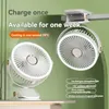 Clipon Small Fan Student Dormitory Bed Night Light Clip Office Desktop USB Laddningshandhållet Tak 240424