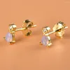 Stud Küpe Kikichicc 925 STERLING Gümüş Altın Opals Armut Kristal CZ Zircon Mini Kadın Lüks Küpe Takı Düğün Bildirimi