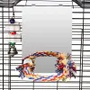 Perches Bird Rope Parrot Perch Stainless Steel Mirror with Woven Cotton Standing Rests Cage Accessories