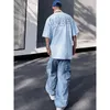 Mäns byxor 2024 Y2K Herrlastbyxor Hip Hop Harajuku Parachute last Mens Blue Japanese Loose Casual Street Clothing Hip Hop J240507