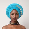 Vêtements ethniques 2024 Africain Auto Gele Women's Turban Cap Nigeria Headtie Wedding Party Party Ties Wraps Femme déjà fait autogele