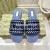 Designer sandaler lyxiga vintage tofflor ljus blå strand kvinnor avslappnade plattskor sommar höst muls manus denim glidsandal