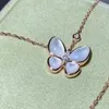 Brand Originarity Van Van Full Diamond Butterfly Necklace 925 Sterling Sterling Tilved 18k Gold Fritillaria Fritillaria in polvere Collare a pendente Gioielli