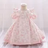 女の子のドレスベビーガールサマープリンセスドレスピンクの花の幼児1年誕生日結婚式パーティーボウ幼児服0-2Y