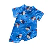 Swimwear 05 Years Baby Boy OnePiece Swimsuit Shark Pattern Swimwear Short Sleeve Zipper Bathing Beachwear