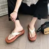 Slippers LeShion Of Chanmeb Women Sheepskin Flip-Flops Beige Nude Thick Platforms Open Toe Slides Woman Summer Beach Shoes Black