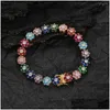 Bedelarmbanden eyika bohemia regenboog cz bloem armband goud sier kleur ijs uit zirkoon bloemen tennisketen vrouwen hiphop druppel del dh5jk