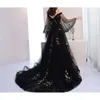 A Strap Prom Sleeveless Spaghetti Line Dresses Flower Lace Appliques Long Sleeves Evening Dress Beach Robe De Soiree Party Pageant Wear Custom Made ppliques