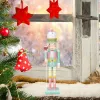 Miniaturas 25 cm de natal de nutcracker boneco de boneco de madeira de madeira de madeira soldado soldado boneca brinquedo novo para meninas