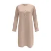 Casual Dresses 2024 Lady Turtleneck Dress Women Cotton Linen Style Single Breasted Natural Fiber Fabric Causal Sundress Vestidos