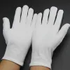 手袋1ペアホワイトフルフィンガーグローブハイエラスティックコットンワークグローブ男性女性エチケットウェイタードライバージュエリーワーカーミトン