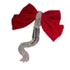 Autre nouveau Velor Grace Bow Hairpin Crystal Fringe Fringe Coil Clip Clip Women Ponytail Ringestone Per perle Accessoires de cheveux Cadeaux Héaire