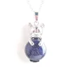 Colliers pendants wojiaer mignon animal de sable bleu naturel la perle ronde bijoux de mode pour femmes e9061