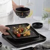 Kreatives Steak quadratisch Tischgeschirr Set Marmor Western Dish Keramikschale Platte Schale Sushi Desserts Tablett 240506