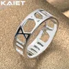 Cluster ringen Kaiet 925 Silver Color Hollow Romeinse cijfers 5-10# Ring For Women Lover Party Fashion Accessoires Sieraden