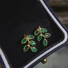 Stud Earrings YULEM Fashion Style Simple Natural Emerald Studs Silver 925 Jewelry Gemstones For Women Leaf Dating
