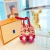 Zomermunten Purs Keychain Key Ring met doos luxe lederen kitten stijl kleine tas hanger autoketen alfabet dames tas accessoires