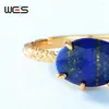 Cluster anneaux wes Lapis lazuli 925 Anneau ouvert réglable argent sterling pour femmes