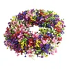 Fleurs décoratives gypsophia couronnes printemps été 40cm / 15,75 pouces coloré pour la porte d'entrée de vacances décor de maison des fêtes naturelles