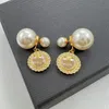 Hot Sell Formy Designers Luxury Brand Celi Stud Pearl Серьги Женщины для круглой хрустальной воды бриллиантовые золотые ювелирные сережки для вечеринки.