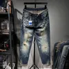 Plus-Größe Herren-zerrissene Jeans, Nostalgie lose Hose mit breitem Bein, 50-142 kg Herrenkleidung