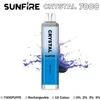 Original Sunfire tornado Crystal 7000 puffs Disposable vape pen 12k 10k puff vape Pen bar 16ml prefilled cartridges pod 1300 mah battery LED light color Pod kit bar box