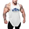 Tobs de débardeur masculine USA LETTRE DE BASKETBALL SLveless Shirt Gym Body Body Body Fitness Muscle Y-Back Coton Coton Breathable Loose Homme Vests Y240507