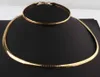 Women 6mm Collar Choker Necklace + Bangle Bracelet Jewelry Set Gold Stainless Steel Chain Necklace Bracelet 2107207502669