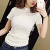 Frauen T-Shirt Frauen solide schwarzes T-Shirt Slim Short Sle T-Shirts Ladies Basic Tee Tops Turtleneck Sommer T-Shirt 2020 D240507