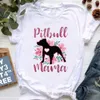 Camiseta feminina pitbulls mama impressão gráfica tshirt meninas amante de cachorro kaii camise