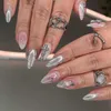 False Nails 24pcs False chiodi con design perle Y2K Star Press su unghie indossabili Copertura completa indossabile Fantesi Fante Finoia per donne Lady T240507