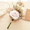 Dekorativa blommor bröllop dekoration artificiell rose peony pampas brud bukett hem julfest arrangemang silke plast falskt
