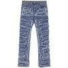 Jeans masculin patch work tie dye jeans mens décontracté lavage pantalon droit des vêtements de rue des poches