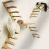 Scratchers 1 -delige kat muur gemonteerde planken klimladder stappen en springplatform met krabpaal voor slijpklauw en spelen