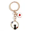 Keychains Lonyards mignon émail clé clé Moon Cat Bowknot Heart Key Ring Round Key Chains Cadeaux Animal pour les femmes Men Keys Car clés Diy Bijoux faits à la main