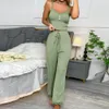 Twopiece Home Loungewear Women Pyjama Set Womens Sommerpyjamas mit Lowcut V Neck Top Top High Elastic Taille Hosen 240428