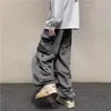 Herrenhosen Herren Regenschirm Hip Hop Street Wrap mit extra großen Taschen Hosen Harajuku Loose Solid Color Casual Hosen Y2K Langbeinhose J240507
