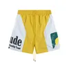 Chaopai Rhude Sunset Letter Printing Casual Sports Shorts Mens and Womens Contrast Beach Capris