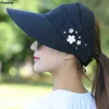 Capes à balle chapeaux d'été pour femmes pliables chapeau de soleil Visor de fleur de perle suncreen casquette floque