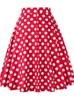 Jupes 2023 MIDI MIDI SKI RETRO ROCKABILLY SUNRESSE FEMMES RED SEXY PIN 50S COTTON POLKA DOT MOTEMENT STACKING STAY STREET Q240507