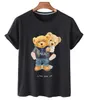 Women's T-Shirt 100% Cotton Sweet Bear Print Short-sled T-shirt Fe Half-sled Summer Casual Couple Oversized T-shirt Ladies Shirt S-4xl d240507