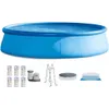Swimming Pool 18 fot med 48 tum cirkulär uppblåsbar med filter pumpladderpool cover och 6 paket med patronblue 240506