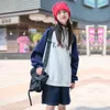 Mädchen der High School Kinder Frühling und Herbst Langarm Sweater Bottom Shirt Kontrast Farbe Pullover Freizeit vielseitige Mode -Strickwege