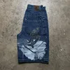 Уличная одежда Jnco Шорты хип -хоп скейтборд Молодежный графический ретро -голубые мешковатые джинсы джинсовые шорты мужские шорты женского баскетбола 240506