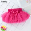 Tutu Dress Pink Solid Girls Fluffy Tutu Rok feestelijke rok voor meisjes pasgeboren kostuum baby verjaardag tule tutus voor 0-24m korte jurken D240507