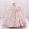 女の子のドレスベビーガールサマープリンセスドレスピンクの花の幼児1年誕生日結婚式パーティーボウ幼児服0-2Y