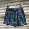 Jeans pour femmes lâches larges larges courte 2024 Summer Particule Hingestone Drive Design élastique Taie Baggy Denim Shorts Pantalon