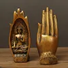 Sculptures 1 Pair Resin Zen Buddha Hand For Home Office Decor Artistic Sculpture Peaceful India Mandala Monk Figurine Statue Temple