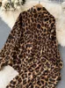 Singreiny Leopard Vinage Casual Autumn Suits Loose Folds Lapel Blus Topswide Long Pants Streetwear Women Two Pieces Suits 240424
